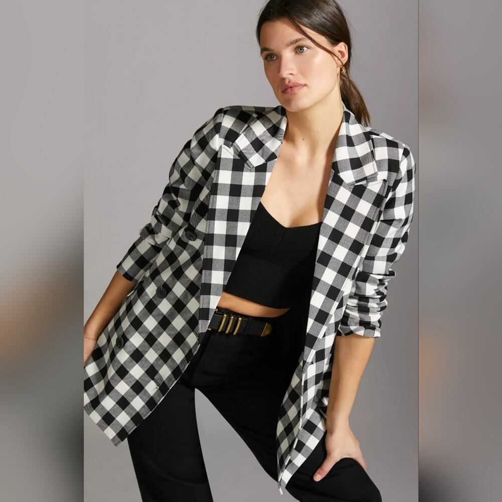Avec Les Filles Black and White Checkered Blazer
